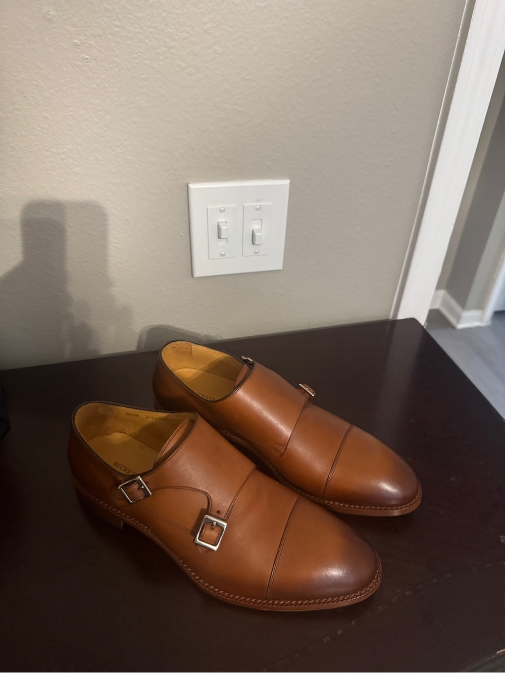 Beckett Simonon Tan Double Monk Strap Oxfords